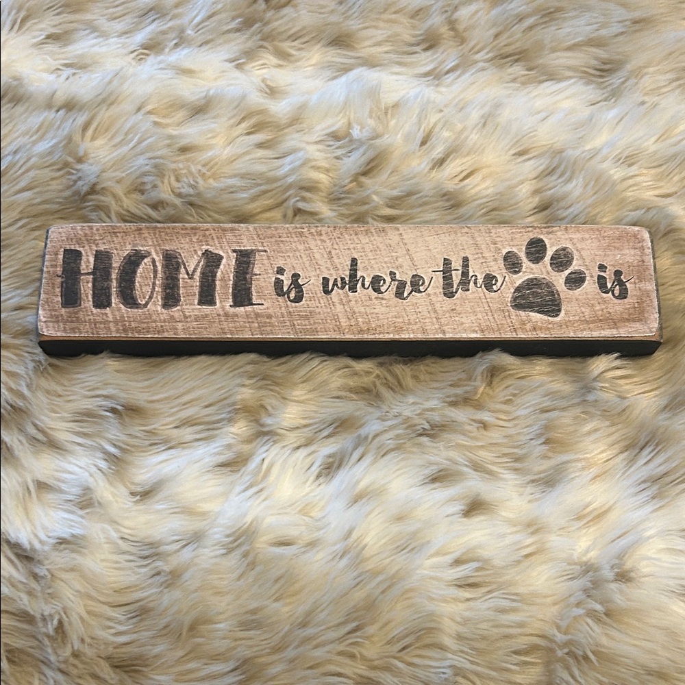 Wooden Home Decor Sign with Paw Print